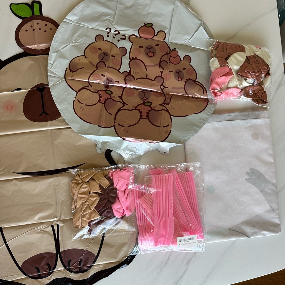Cute Bear Balloon Set with Pink and Brown Accents
